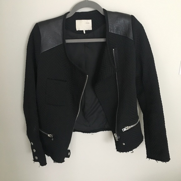 IRO phoebe moto jacket in black sz 1 - Picture 3 of 6